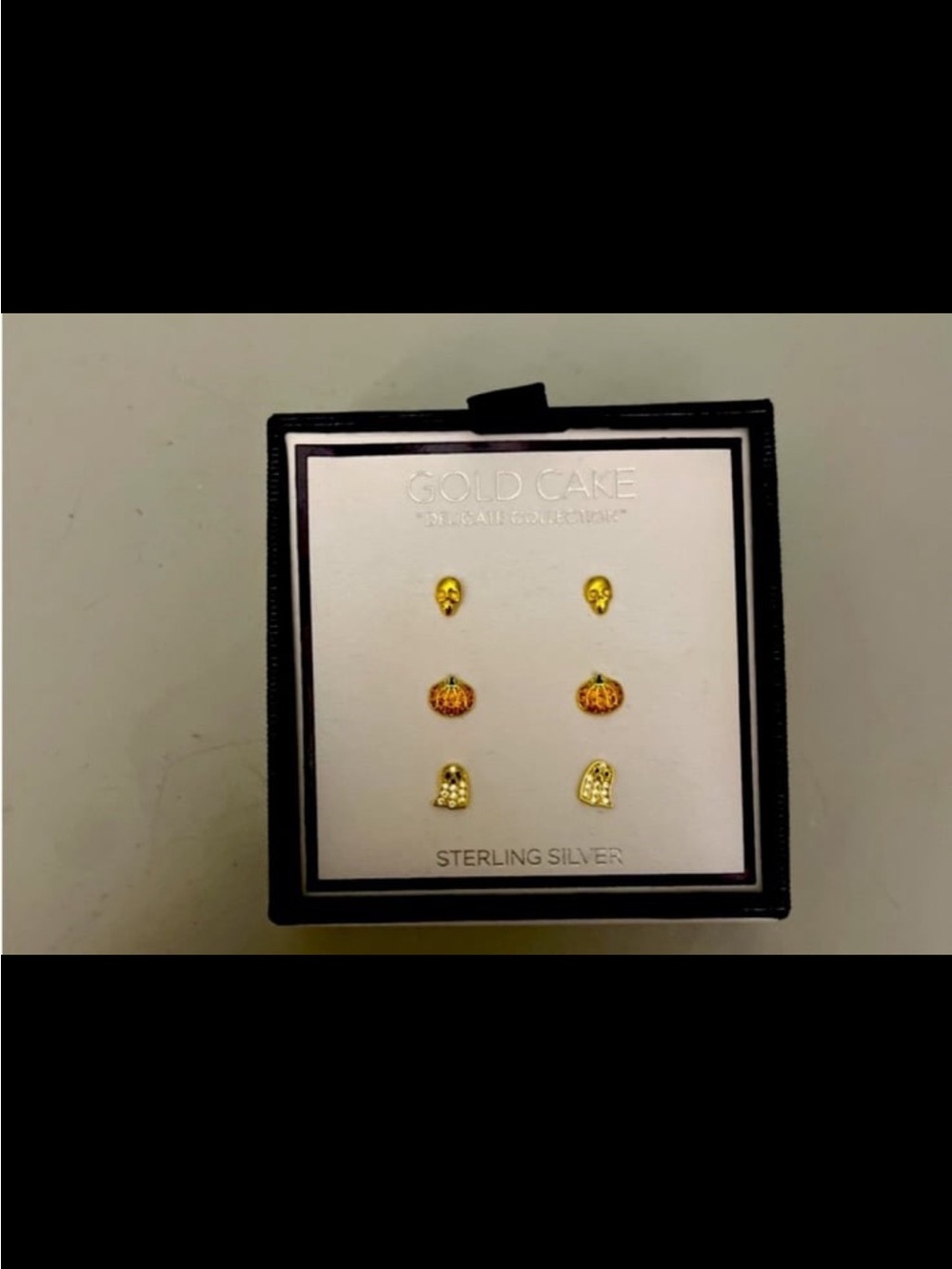 GOLD CAKE LIMITED EDITION Pumpkin, Skull Ghost Halloween Earrings Set